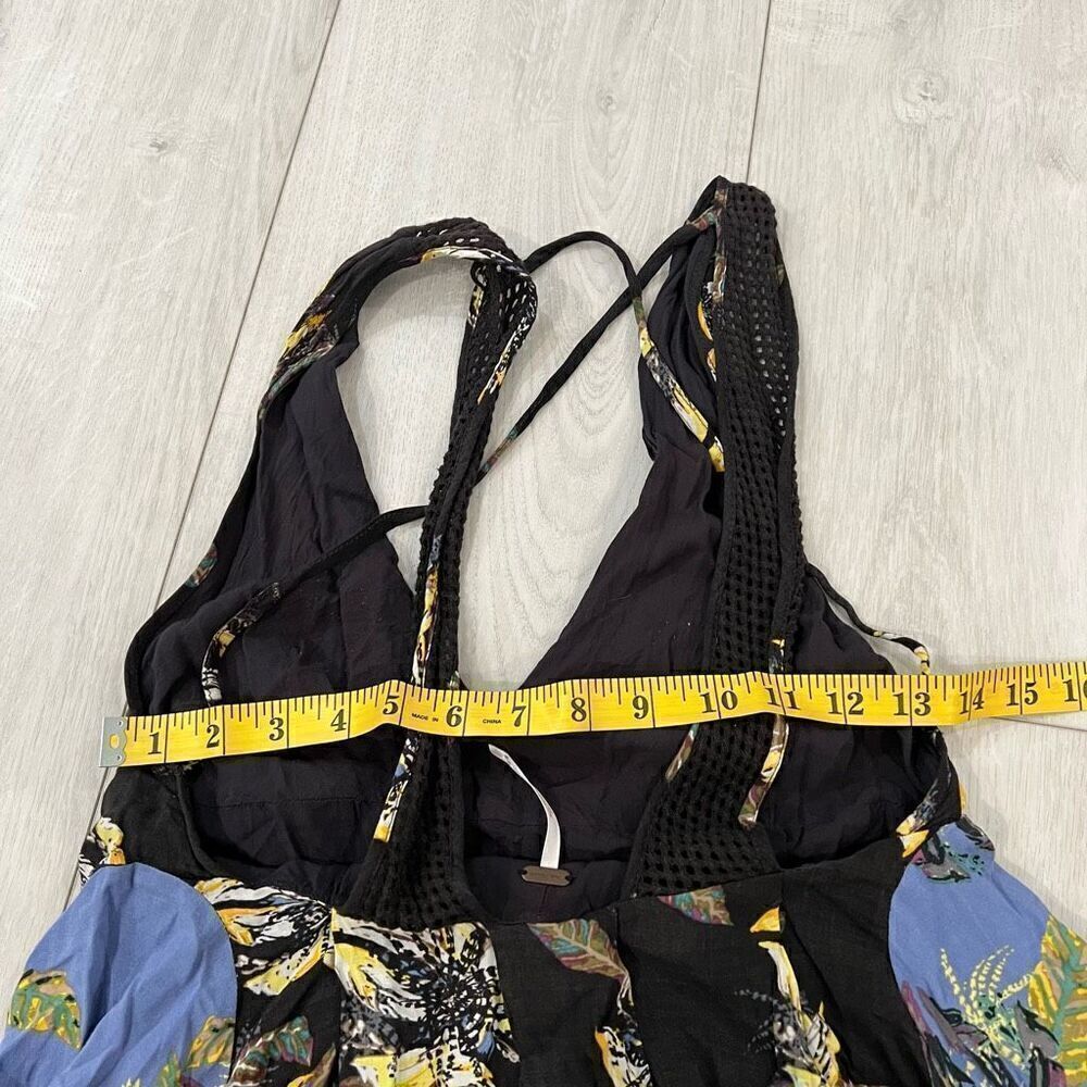 Free People Medium Thought I Was Dreaming Dress Crochet Flowy Floral Black Blue - Picture 5 of 10